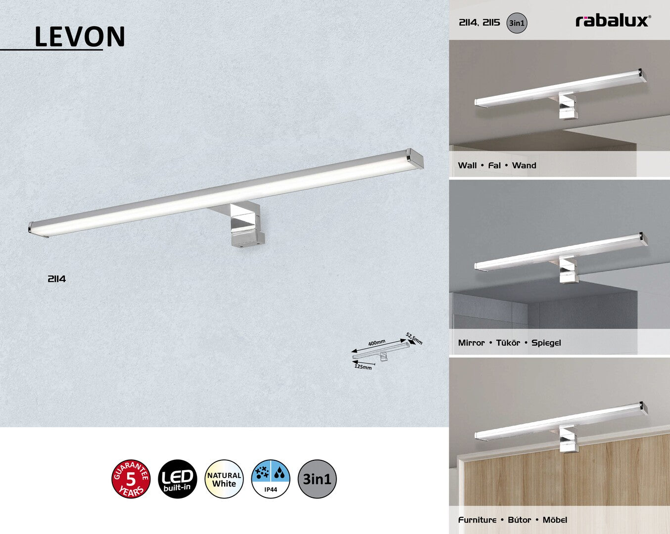 Aplica baie Rabalux Levon Chrome 2114