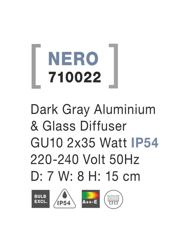 Aplica exterior iluminare sus/jos Nova Luce NERO 710022