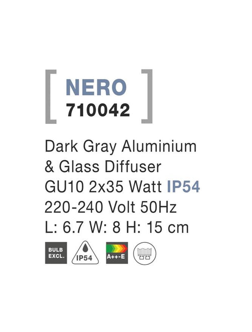 Aplica exterior iluminare sus/jos Nova Luce NERO 710042