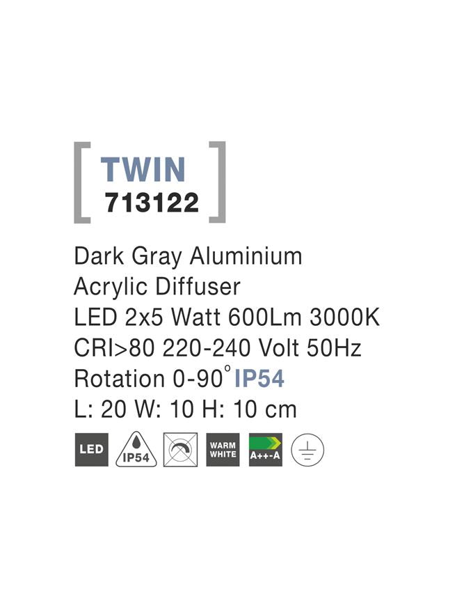 Aplica exterior Nova Luce TWIN 713122