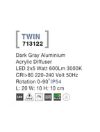 Aplica exterior Nova Luce TWIN 713122