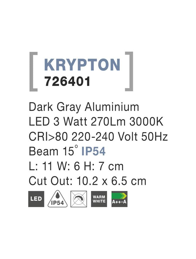 Spot incastrat exterior fatade/trepte Nova Luce KRYPTON 726401