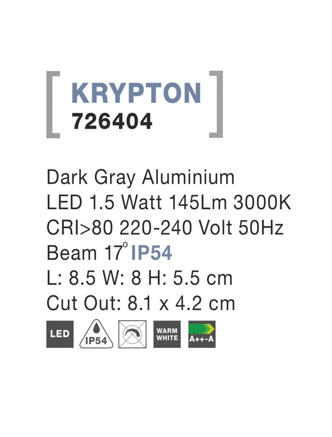 Spot incastrat exterior fatade/trepte Nova Luce KRYPTON 726404