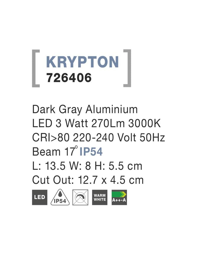 Spot incastrat exterior fatade/trepte Nova Luce KRYPTON 726406