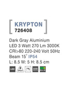 Spot aplicat exterior fatade/trepte Nova Luce KRYPTON 726408