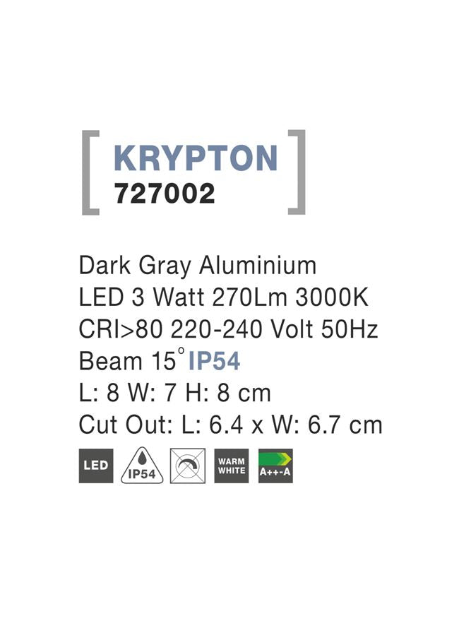 Spot incastrat exterior fatade/trepte Nova Luce KRYPTON 727002