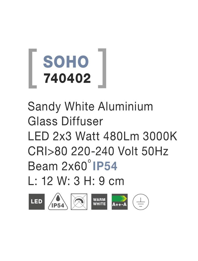 Aplica exterior iluminare sus/jos Nova Luce SOHO 740402