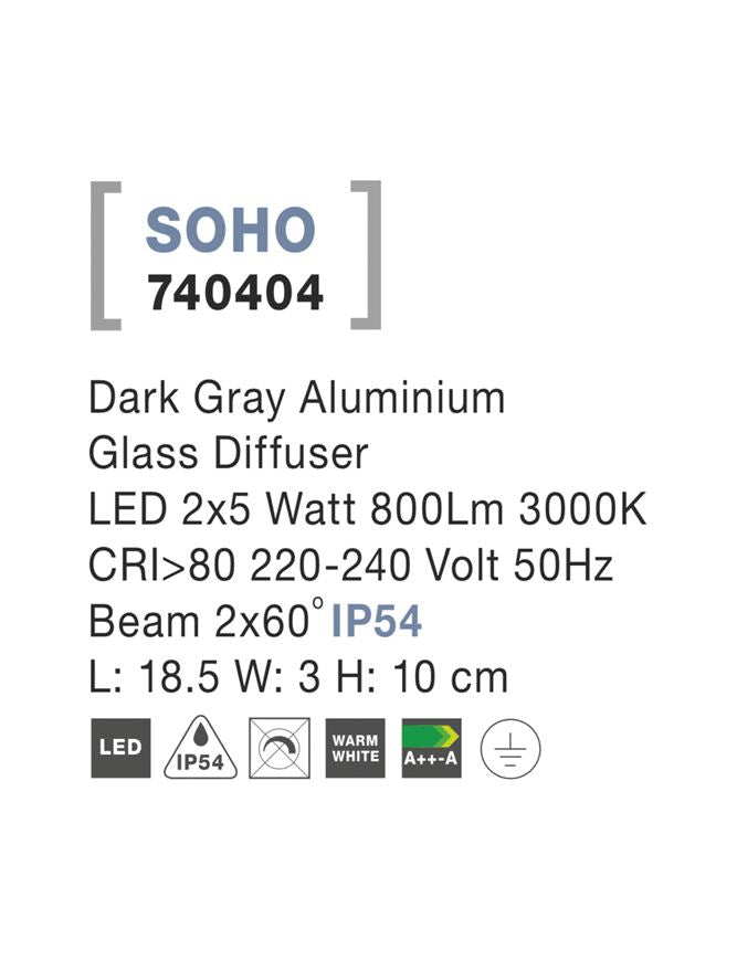 Aplica exterior iluminare sus/jos Nova Luce SOHO 740404