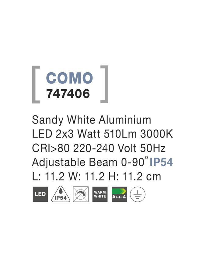 Aplica exterior unghi iluminare reglabil Nova Luce COMO 747406