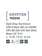 Spot aplicat exterior fatade/trepte Nova Luce KRYPTON 752250