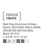 Aplica exterior  Nova Luce FOCUS 752470
