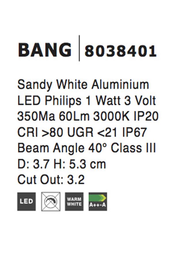 Spot incastrat exterior pardoseala Nova Luce BANG 8038401