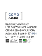 Aplica exterior unghi iluminare reglabil Nova Luce COMO 847407