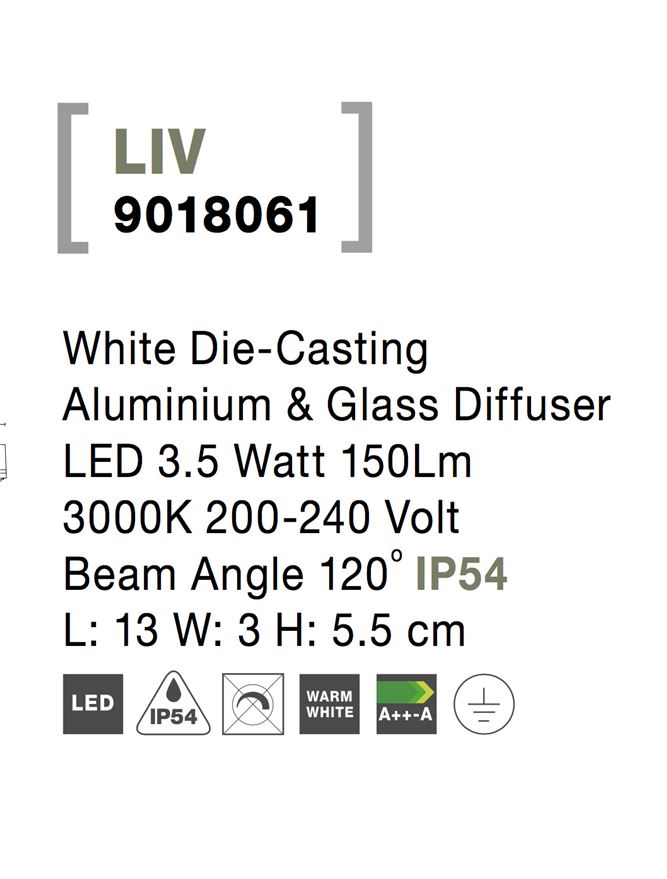 Spot aplicat exterior fatade/trepte Nova Luce LIV 9018061