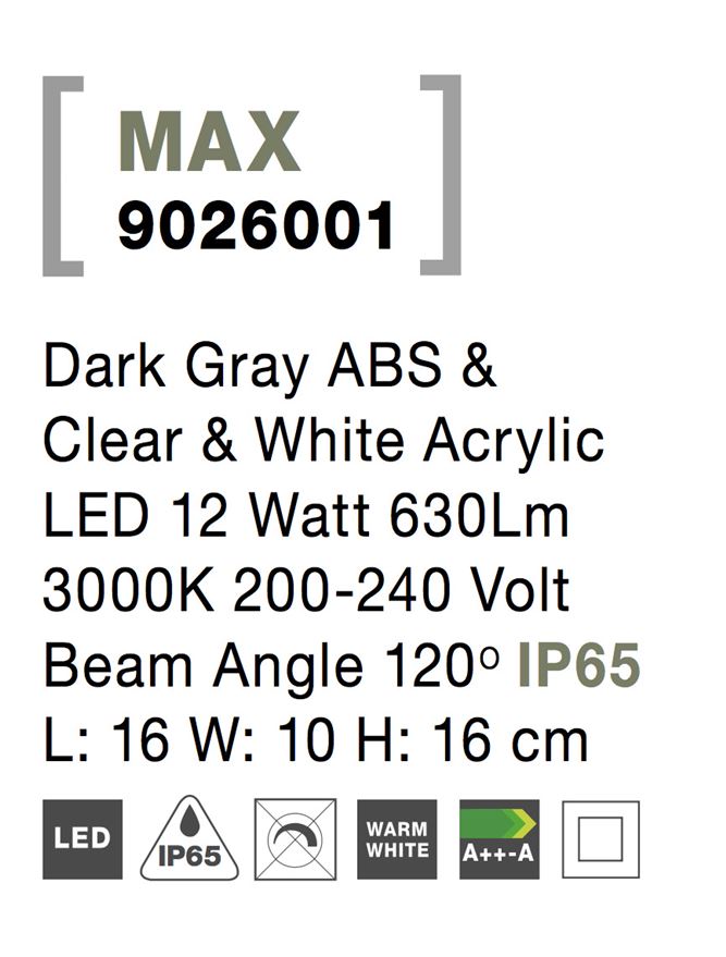 Aplica exterior Nova Luce MAX 9026001