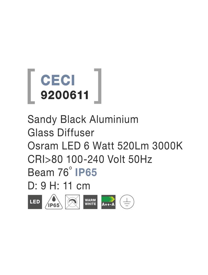 Spot aplicat exterior fix Nova Luce CECI 9200611