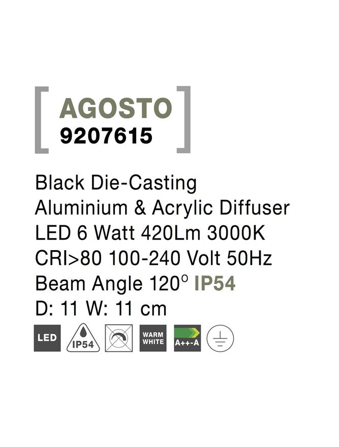 Aplica exterior Nova Luce AGOSTO 9207615