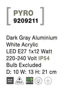 Aplica exterior Nova Luce PYRO 9209211