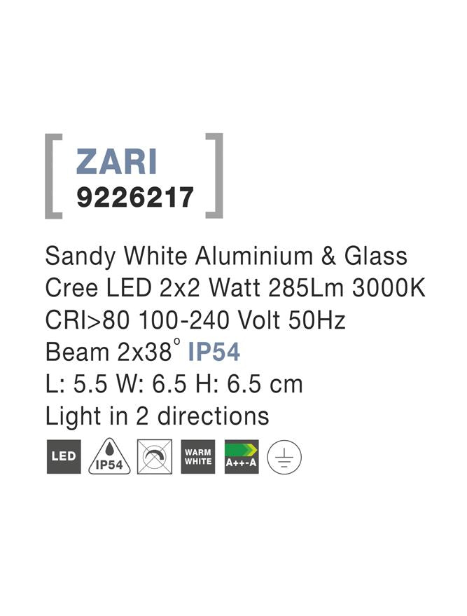 Aplica exterior iluminare sus/jos Nova Luce ZARI 9226217
