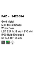 Lampadar Nova Luce PAZ 9426654