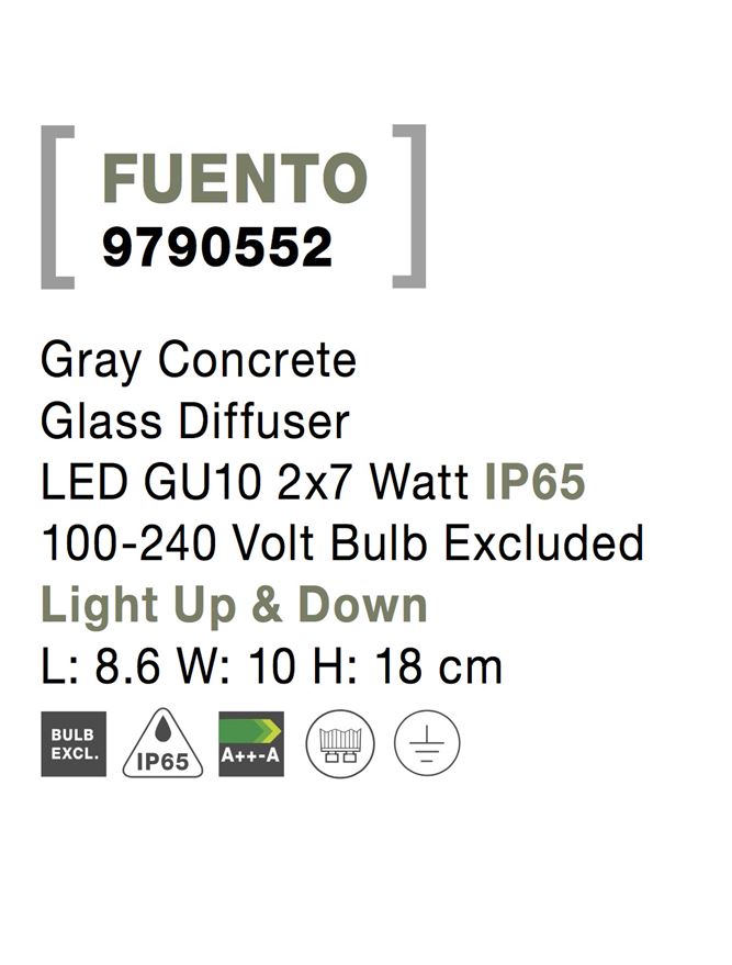 Aplica exterior iluminare sus/jos Nova Luce FUENTO 9790552