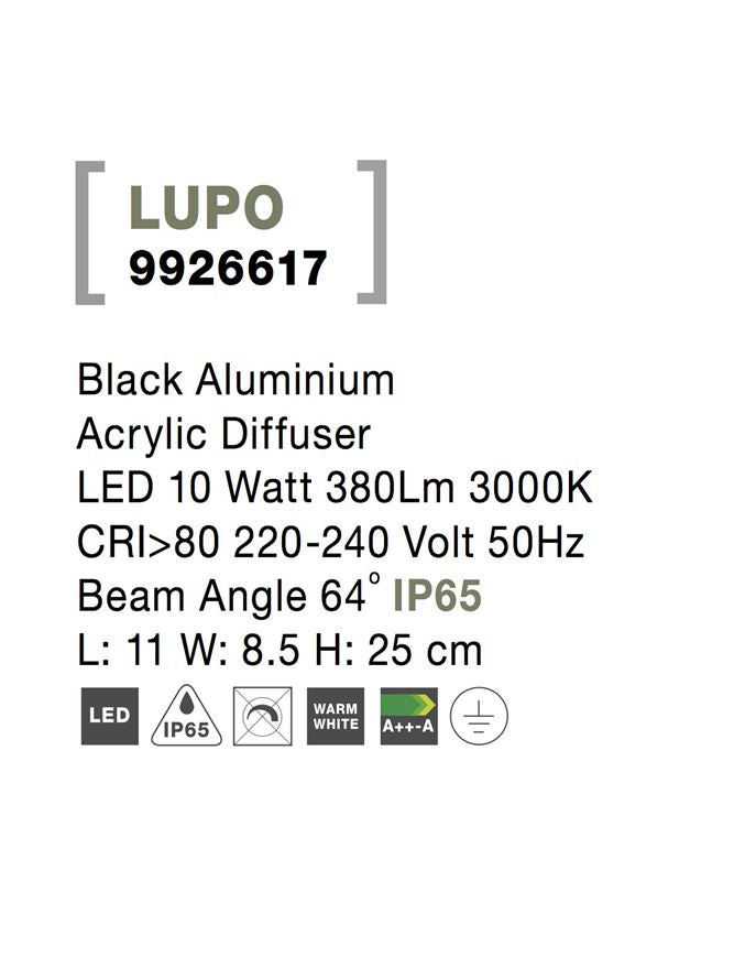 Aplica exterior Nova Luce LUPO 9926617