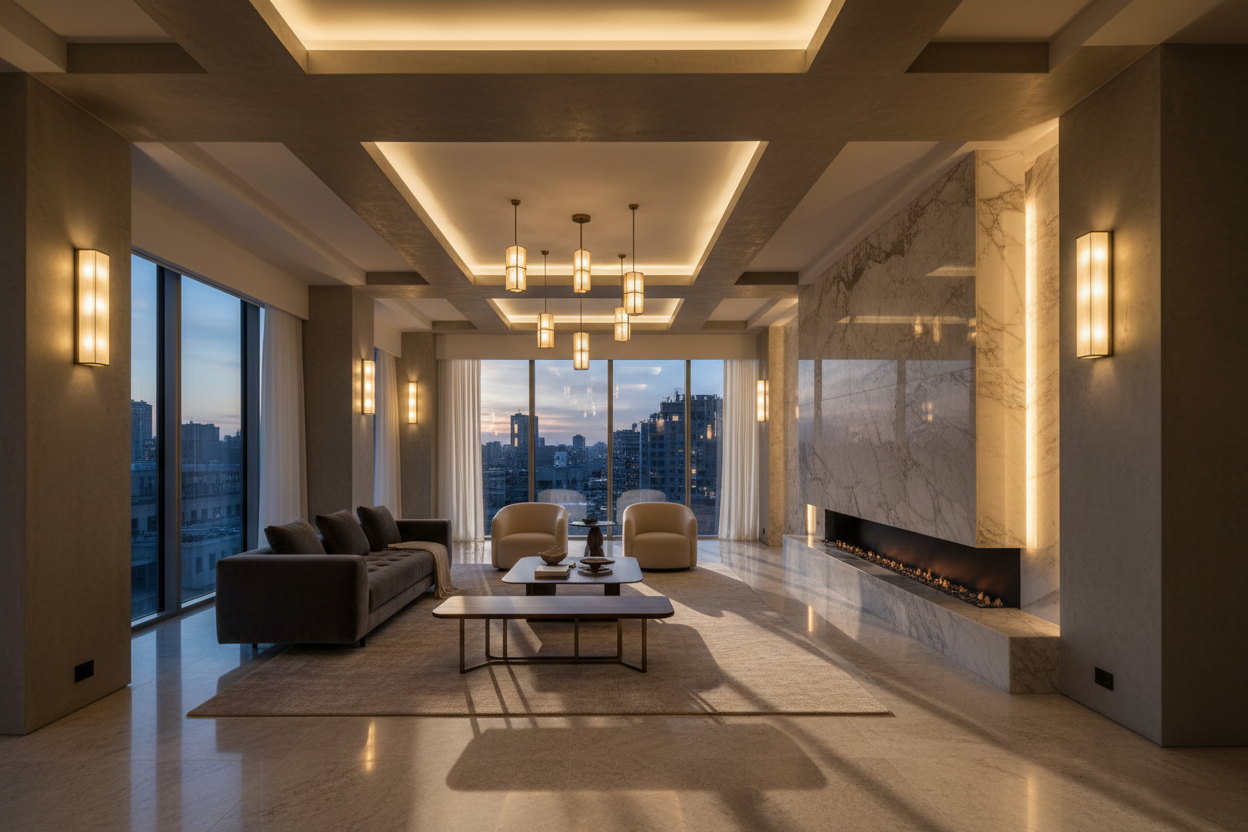 Interior premium cu iluminat arhitectural