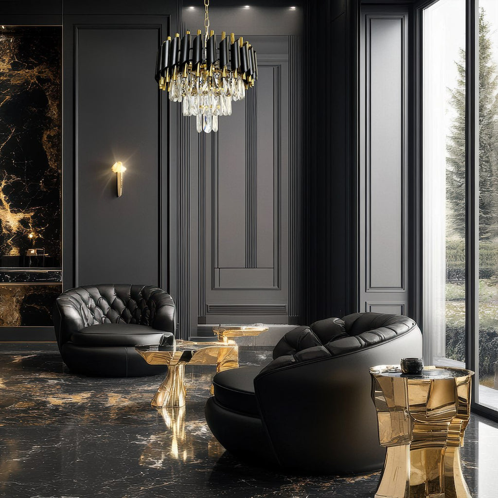 Candelabru Milagro Cristal Black & Gold ML1634