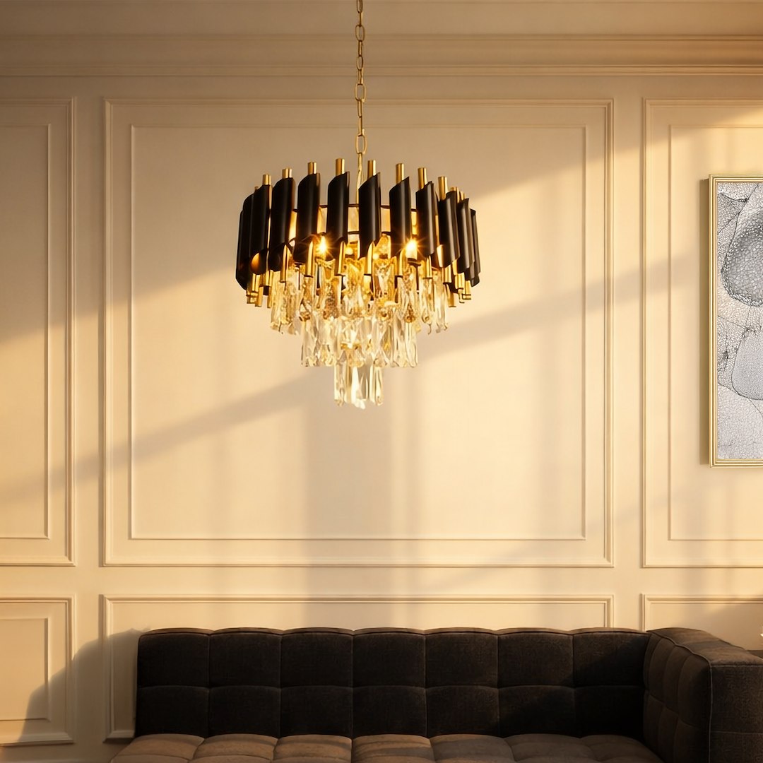 Candelabru Milagro Cristal Black & Gold ML1634