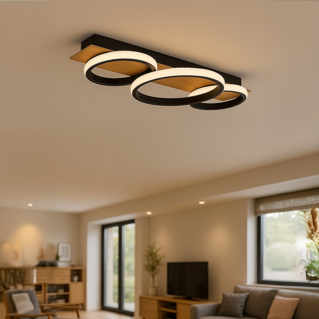 Plafoniera Milagro Rowena Black & Wood ML2060